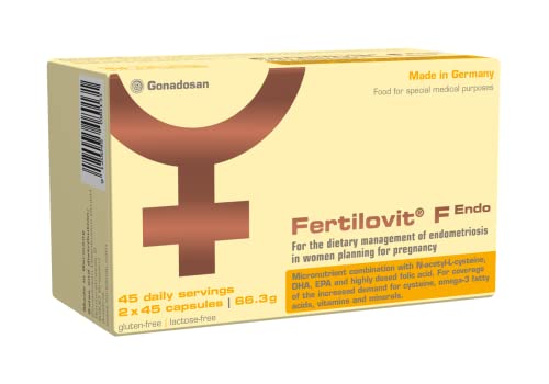 Fertilovit F Endo | Endometriose Lebensmittel für besondere medizinische Zwecke | speziell entwickelt mit antientzündlichen und antioxidativen Nährstoffen | ideal auch bei Kinderwunsch | 90 Kapseln  