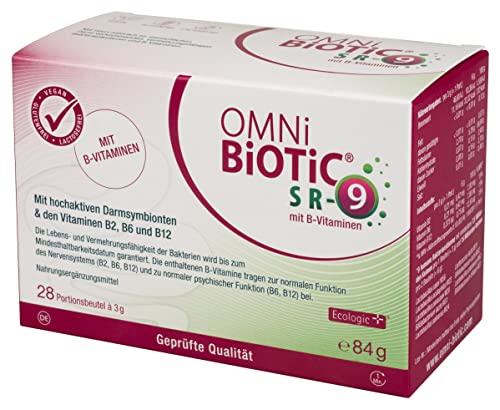 OMNi BiOTiC SR-9 mit B-Vitaminen | 28 Portionen (84g) | 9 Bakterienstämme | 15 Mrd. Keime pro Tagesdosis | Pulver| Vegan | Glutenfrei | Lactosefrei | Zur täglichen Anwendung  
