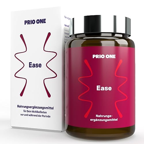 Prio One Ease Anti PMS Kapseln: Vegan & Hochdosiert - Vitamin Kombipräparat zur Linderung von PMS und Periodenschmerzen während der Menstruation - Nahrungsergänzungsmittel Frauen  