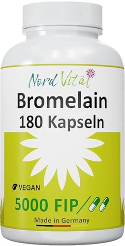 NEU! Bromelain - 5000 F.I.P. pro Tagesdosis - 180 magensaftresistente Kapseln - Natürliches Enzym aus Ananas Extrakt - in Deutschland hergestellt - Vegan  