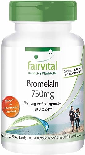 Fairvital | Bromelain 750mg - HOCHDOSIERT - VEGAN - Ananasenzym - 120 Kapseln  