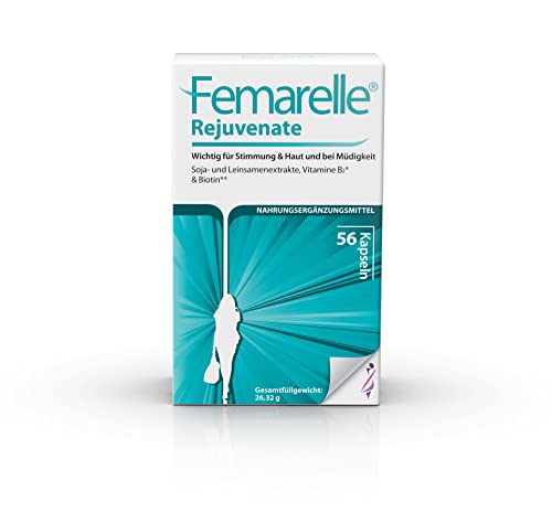 Femarelle Rejuvenate 56 Kapseln - Zu Beginn der Wechseljahre mit DT56a, Vitamin B2, Biotin und Leinsamenextrakt - Hilfe bei Stimmungsschwankungen, Müdigkeit, Erschöpfung und Erhalt von Haut und Haar  