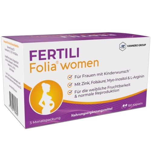 neu: FERTILI Folia® women - 180 Kinderwunsch Tabletten Frau - 20 Mikronährstoffe darunter Schwangerschafts-Vitamine wie 880µg Folsäure Kinderwunsch Vitamine Frau + 500mg Myo Inositol - 3 MONATSPACKUNG  