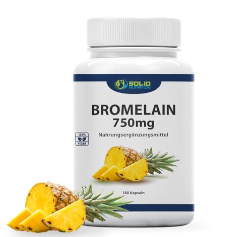 Bromelain Kapseln | 750MG - 5.000 F.I.P bzw. 2.500 gdu/g pro Kapsel - 180 Kapseln - Hochdosiert - Natürliches Enzym aus Ananas Extrakt - Vegan  
